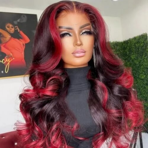 Rose Red Highlight Wig